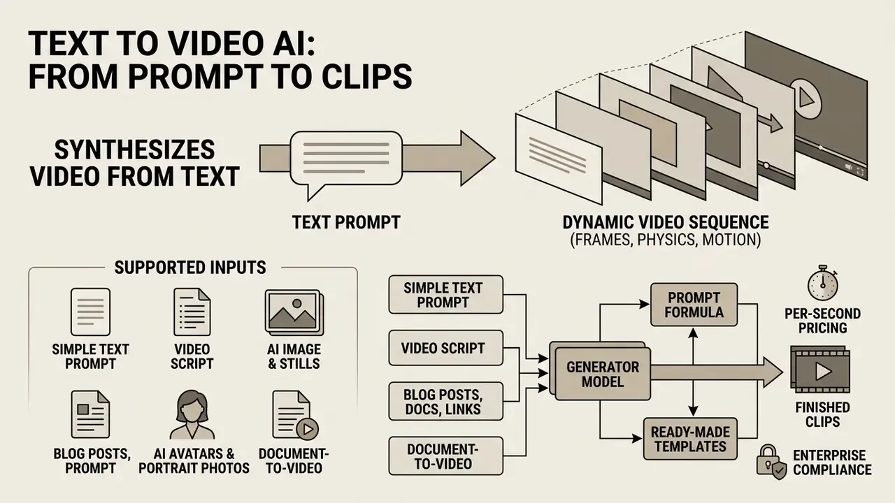 Diagram showing how various inputs are processed by a generator model to create dynamic video sequences