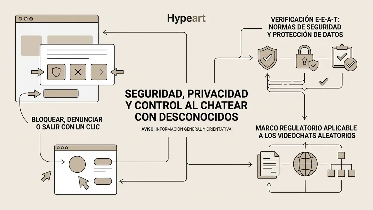 Infographic outlining safety protocols, data protection standards, and regulatory frameworks for video chat