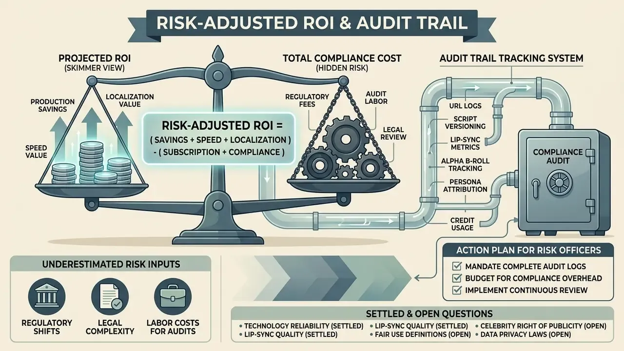 Balance scale comparing financial gains with compliance costs and audit tracking systems
