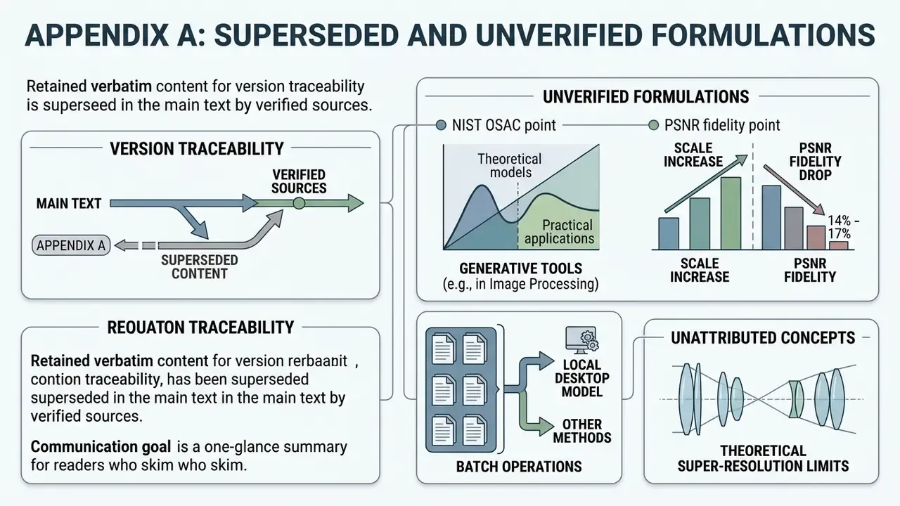 Diagram showing version traceability, unverified formulations, batch operations, and optical lens limits