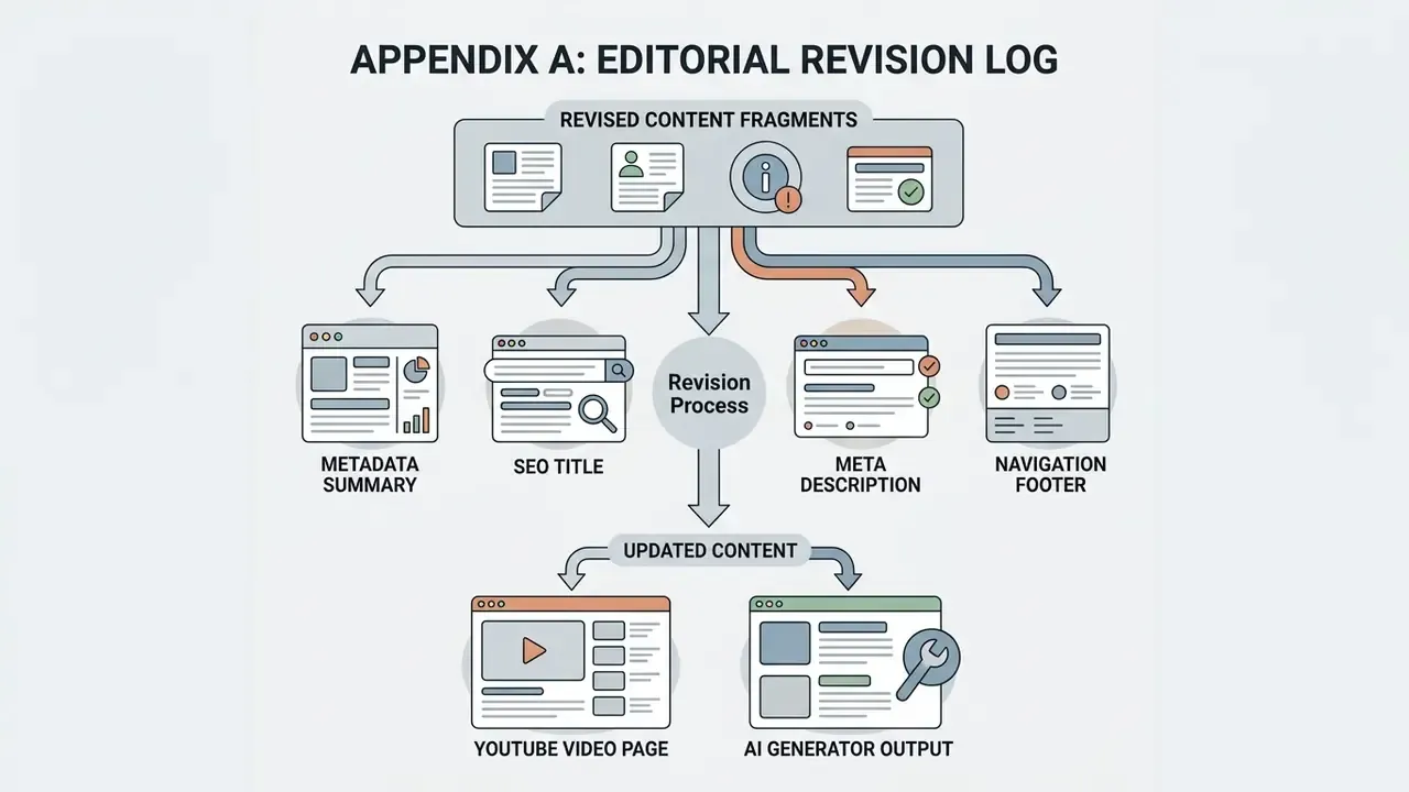 Flowchart mapping revised content fragments to specific metadata components and updated final outputs