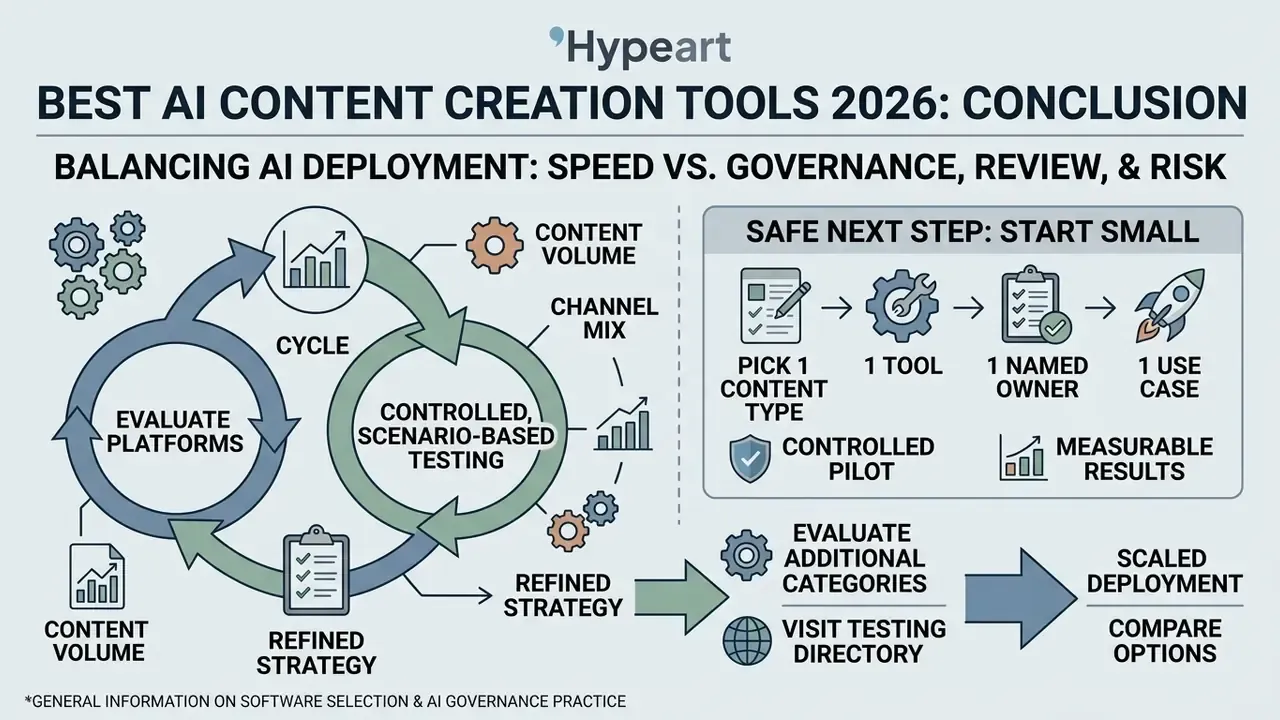 Cycle showing controlled testing and a pilot program for balancing deployment speed with governance