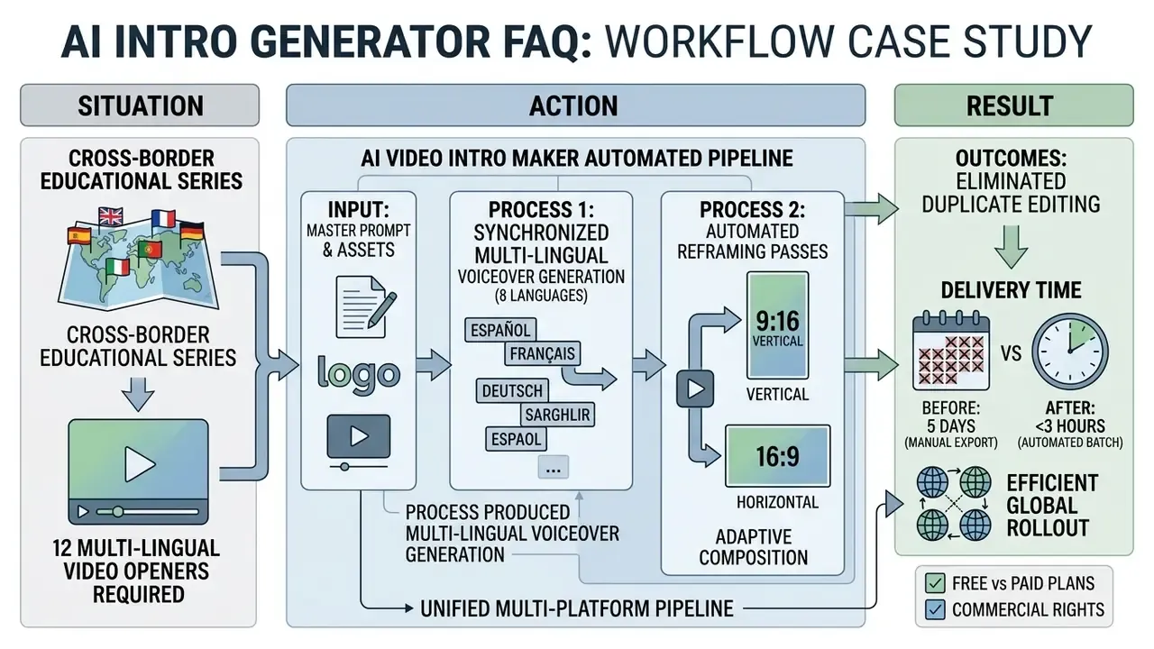 Workflow showing how automated video production generates multi-lingual content and reduces delivery time