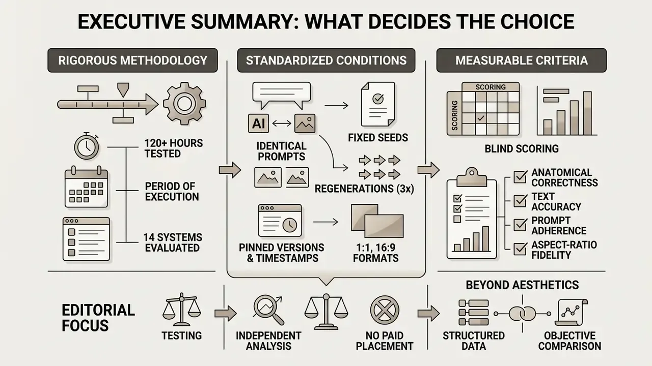 Flowchart detailing the rigorous testing process, standardized conditions, and criteria for AI systems