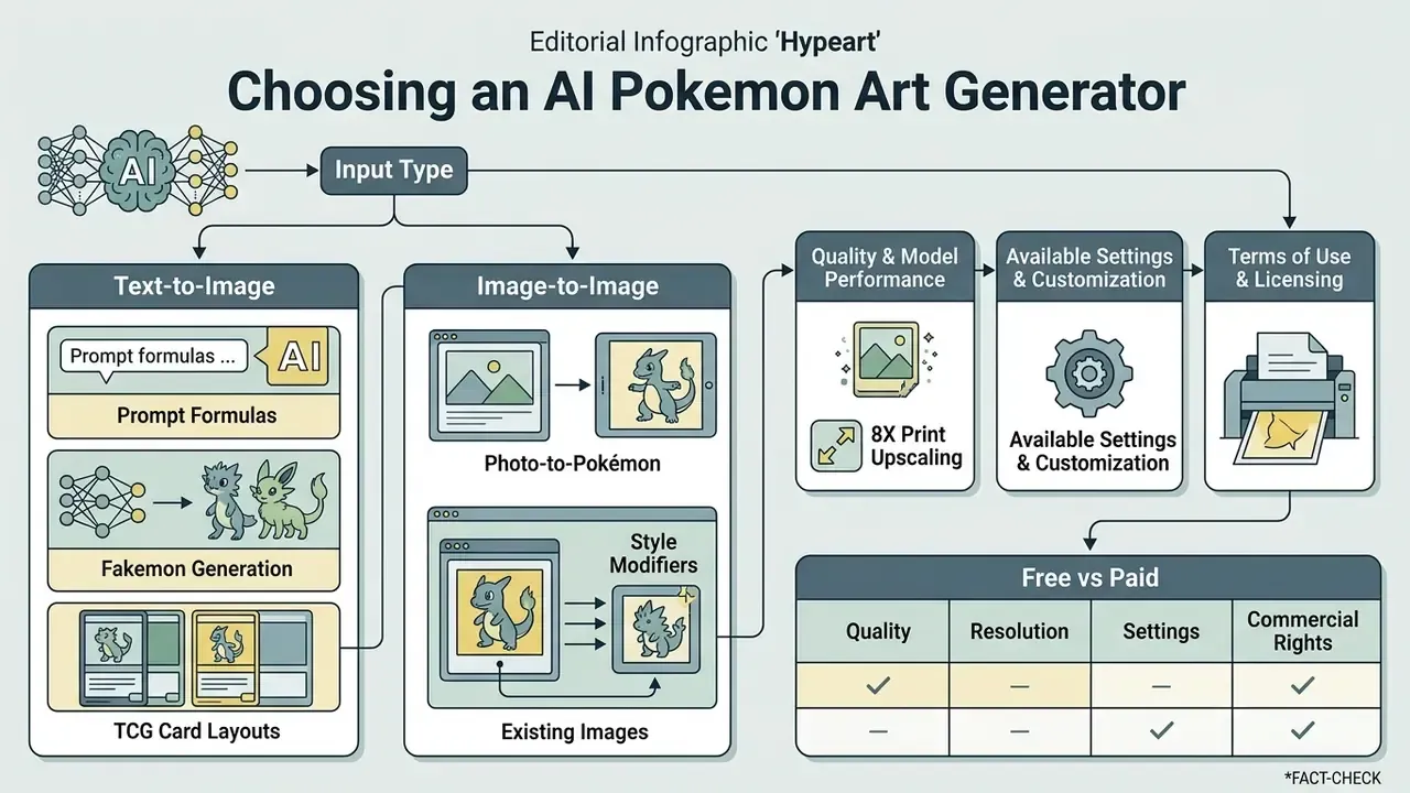 Decision tree diagram detailing input modes, customization features, and pricing models for creative software