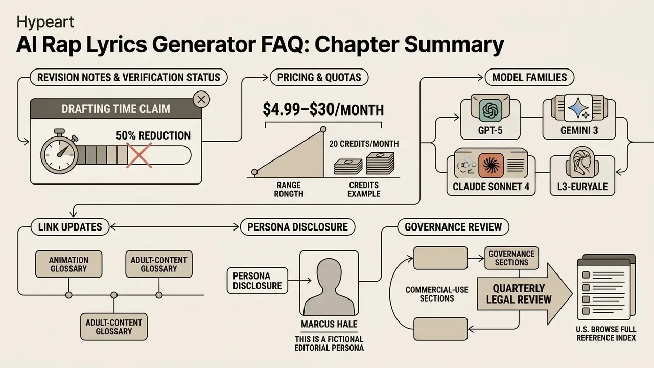 Summary map showing revision notes, pricing tiers, model families, and governance review procedures