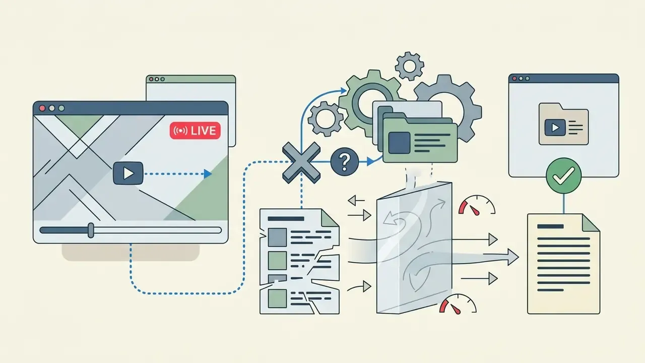 Live video player sending data to a blocked gear mechanism and a successful file conversion process
