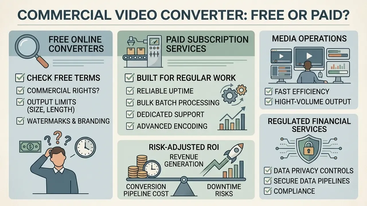 Comparison of free and paid video services highlighting operational risks and business ROI factors