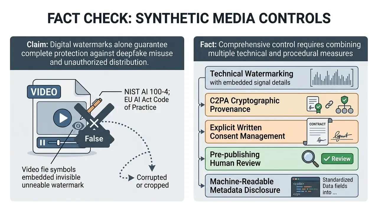 Comparison chart showing why digital watermarks are insufficient and require multiple security measures