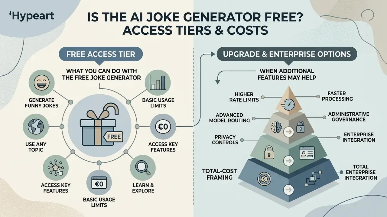 Comparison infographic showing free access features alongside a tiered pyramid for enterprise upgrades