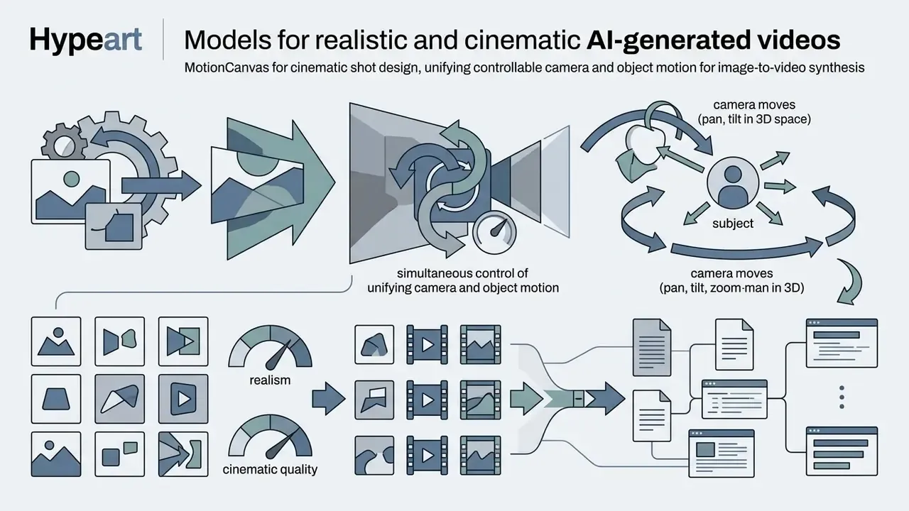 Process showing image input, camera and subject motion control, realism gauges, and data output flow