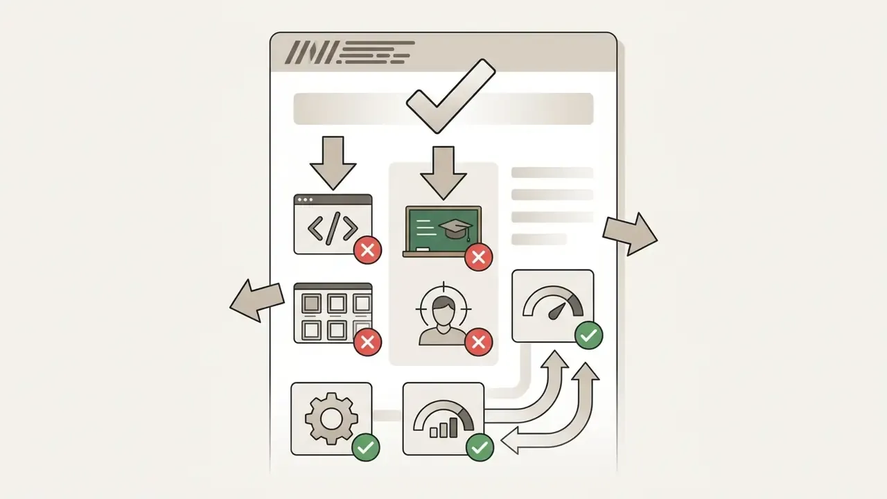 Icons representing filtered content types marked with checkmarks or red crosses on a digital interface