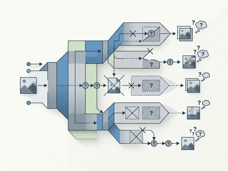 Flowchart depicting branching paths of image data processing with potential quality loss outcomes
