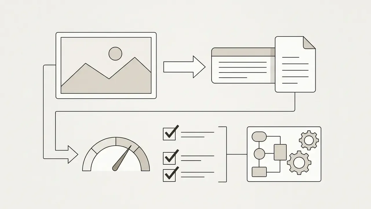 Visual representation of an ai text to vector generator processing image inputs into optimized file formats