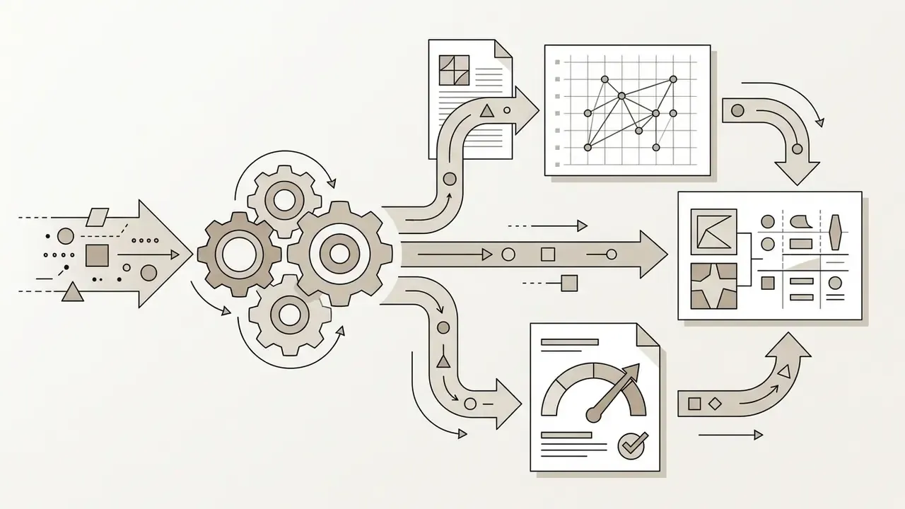 System of gears processing geometric data into structural mesh maps and pose estimation outputs