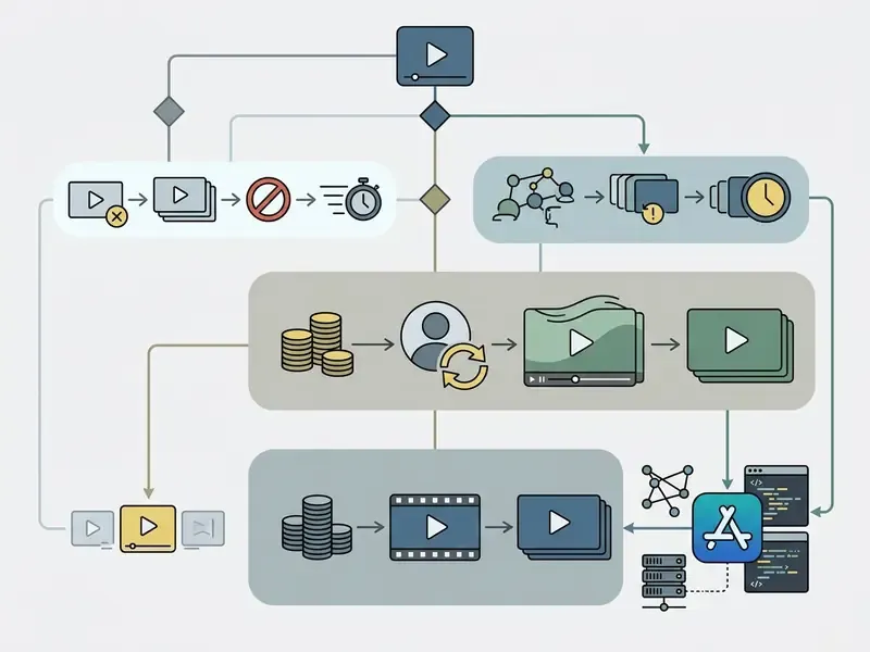 Decision tree illustrating paths from video input to consumer subscription or API integration options