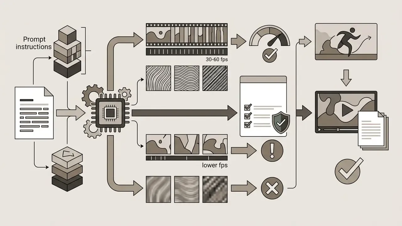 Processor chip analyzing prompt instructions and texture resolution to optimize video frame rates