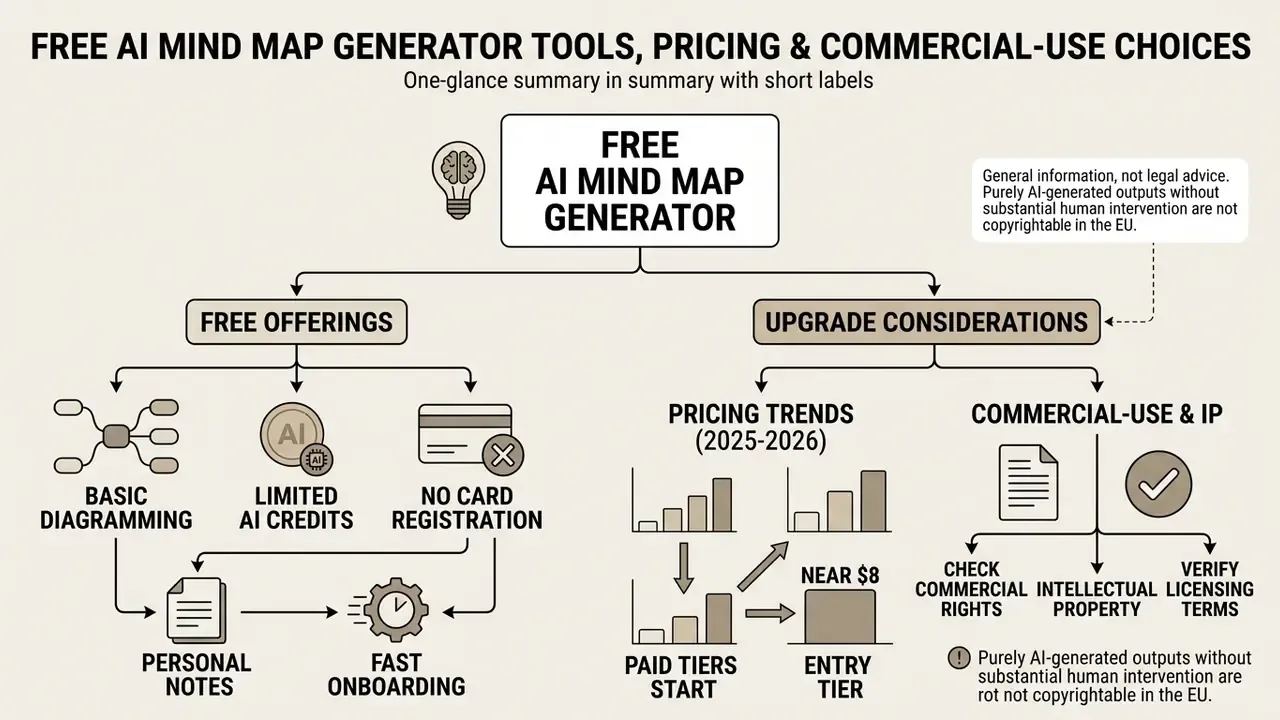 Flowchart comparing free software features with paid upgrade considerations for commercial usage