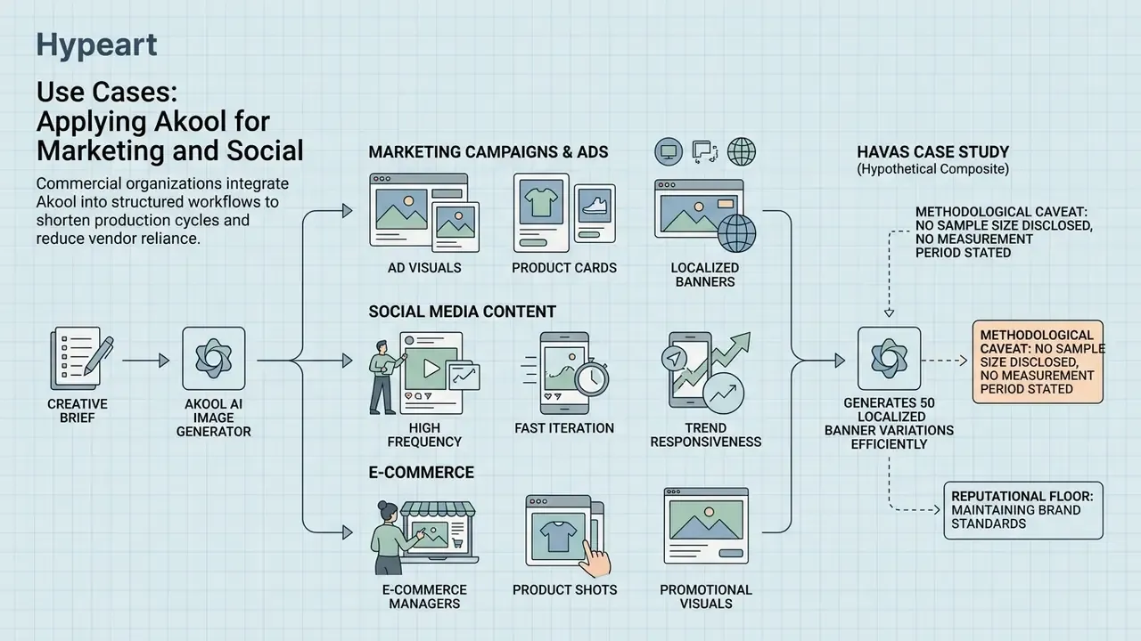 Workflow diagram showing how creative briefs transform into marketing, social media, and e-commerce assets