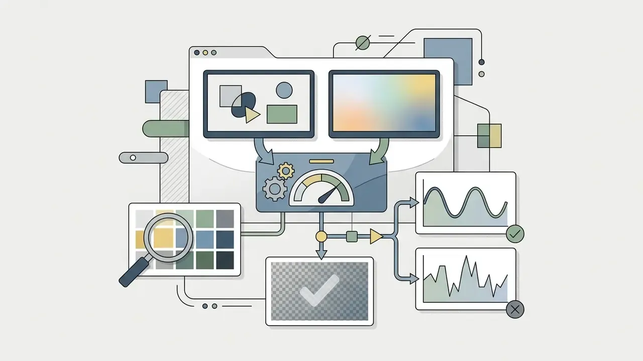 System of screens and gauges analyzing video project color accuracy and export quality