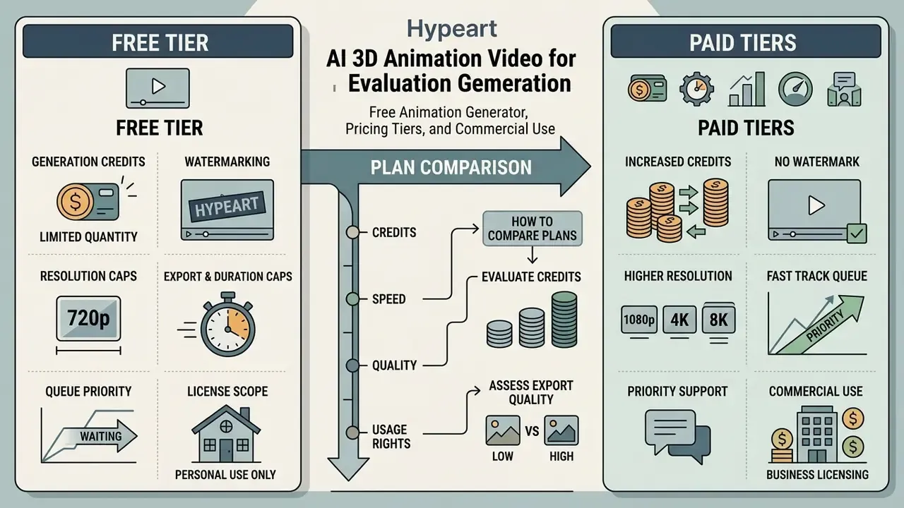 Side-by-side comparison chart contrasting features and limitations of free versus paid subscription plans