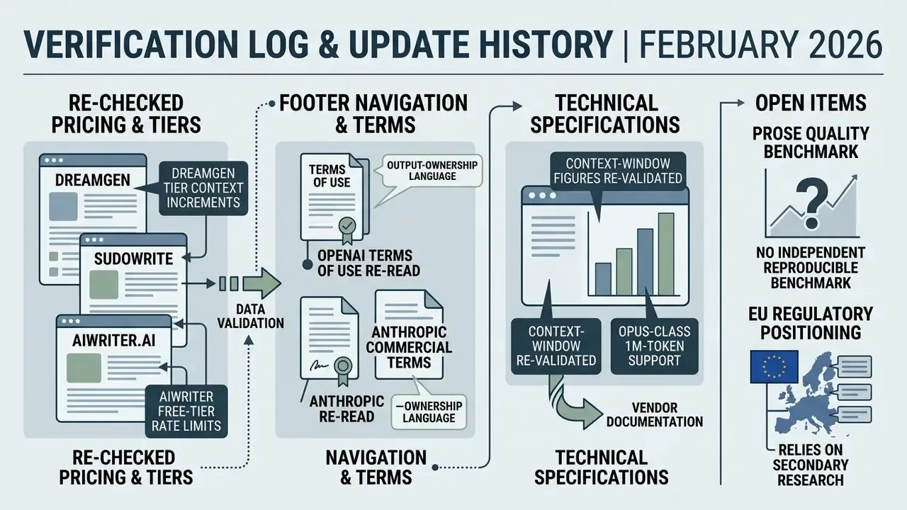 Infographic tracking data validation of pricing, terms of service, and technical specifications