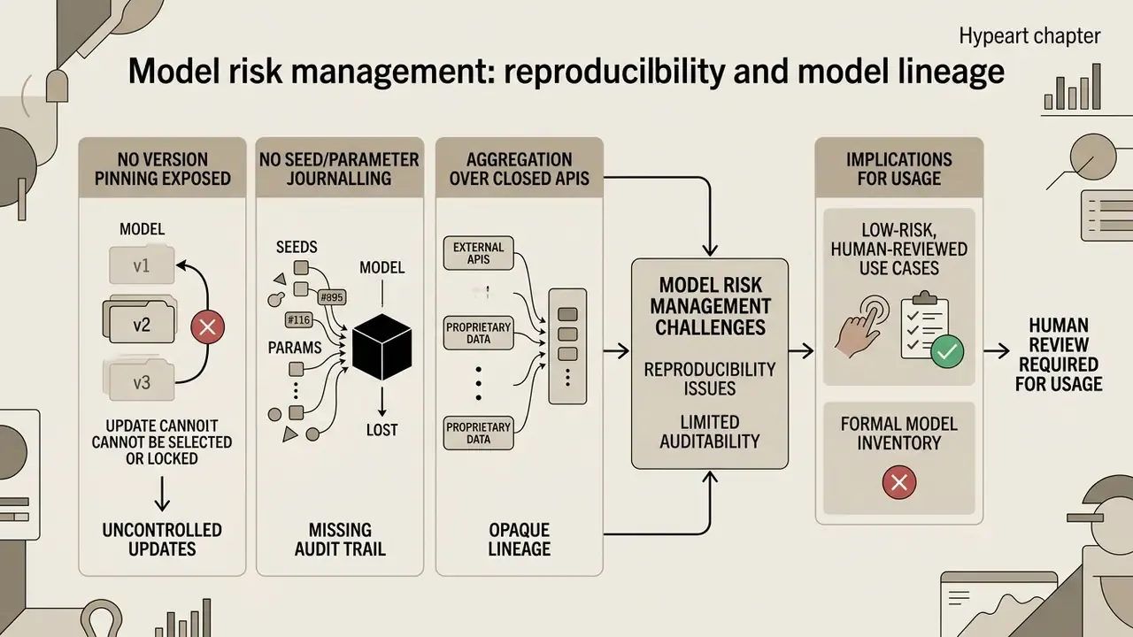 Diagram detailing structural limitations in model management including versioning, audit trails, and API usage