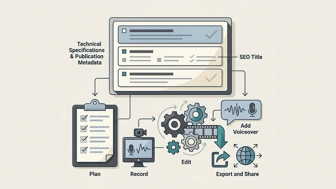 Metadata interface linked to a production workflow of planning, recording, editing, and sharing video