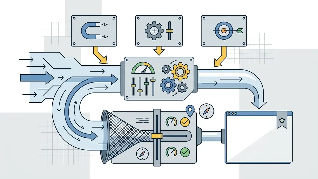 Thematic icons and control panels connected to a processing system that filters inputs into a digital document