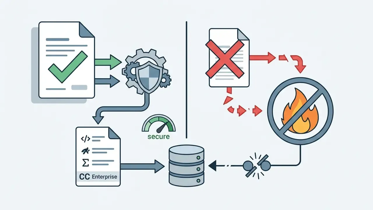Visual representation of approved versus restricted AI tools flowing into a central data repository
