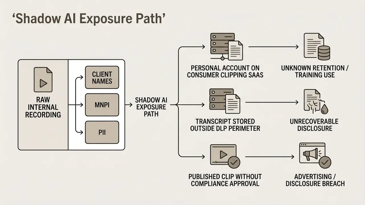 Flowchart illustrating how sensitive internal data can lead to security breaches via unauthorized tools