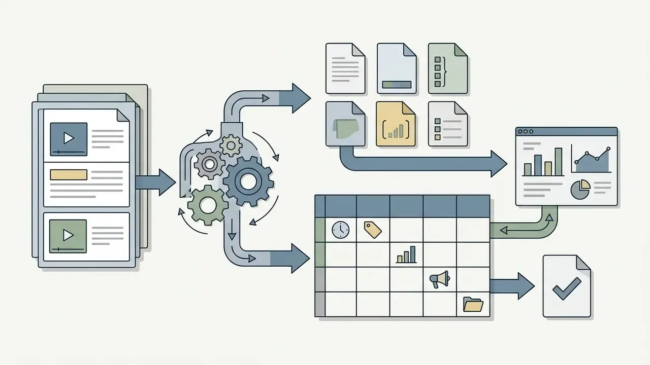 Video data entering a gear mechanism to generate file exports, dashboard visualizations, and tables