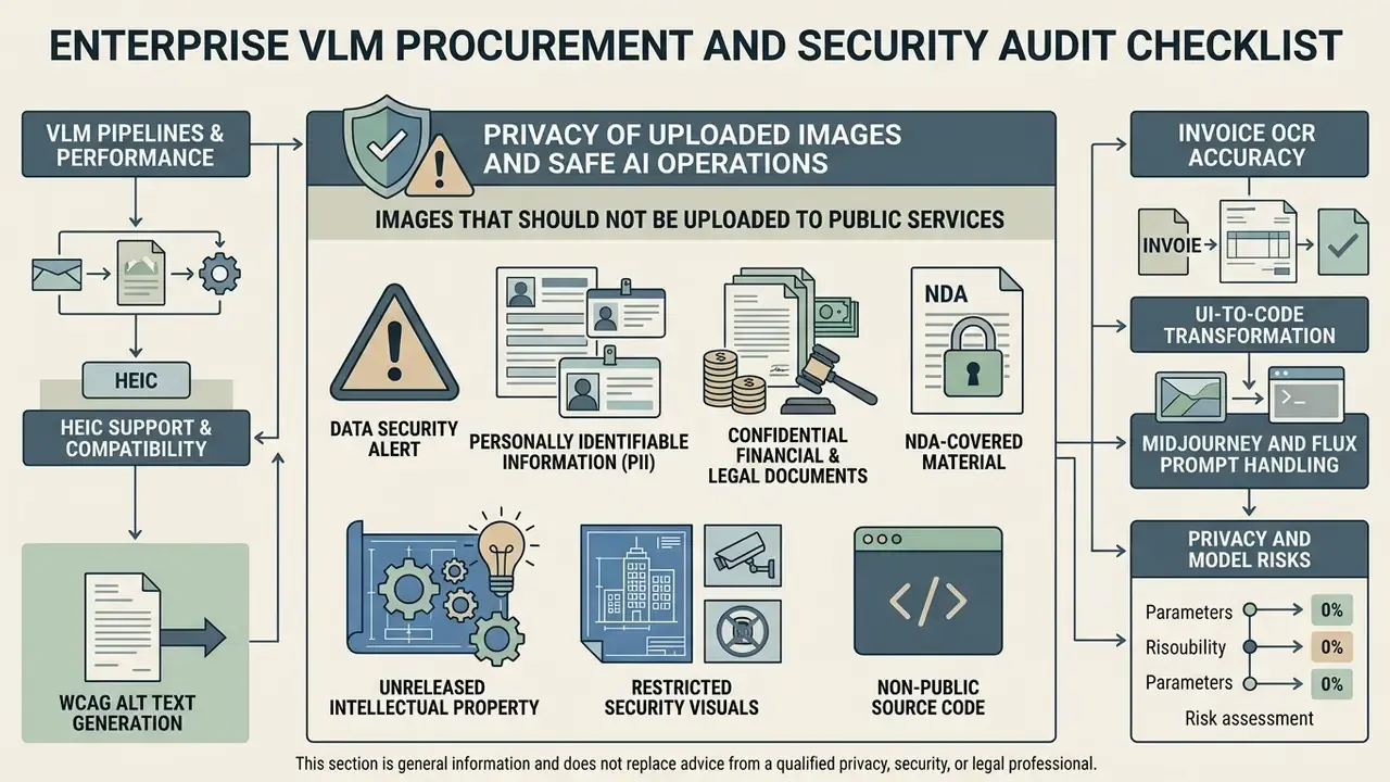 Checklist of sensitive document types and security risks to avoid when using public AI image services