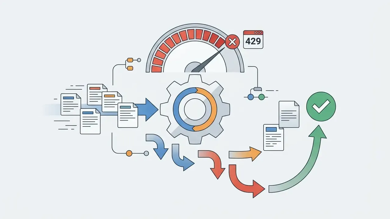 Documents feeding into a gear mechanism that triggers a 429 error before successfully processing
