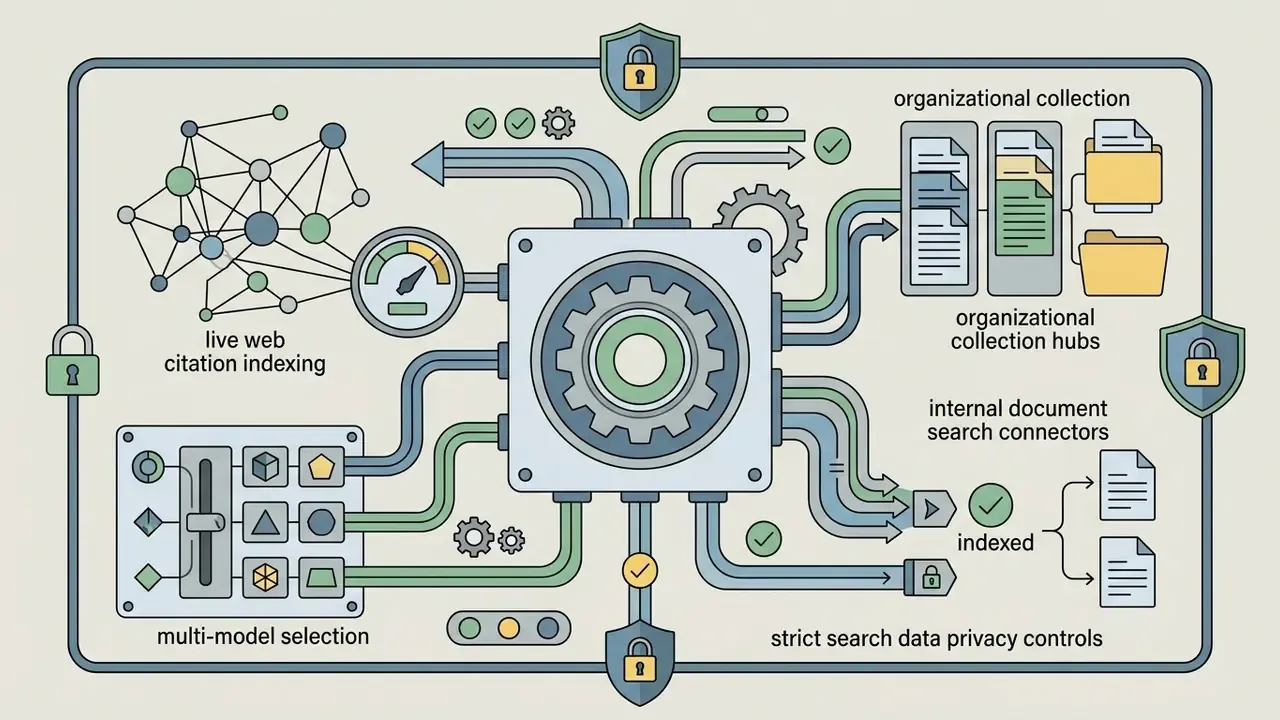 Gear system processing web citations and organizational data into secure indexed document hubs