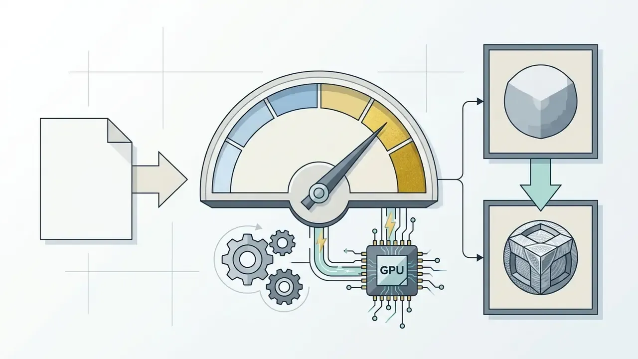 Document feeding into a GPU processor and gauge to refine a simple sphere into a detailed 3D object