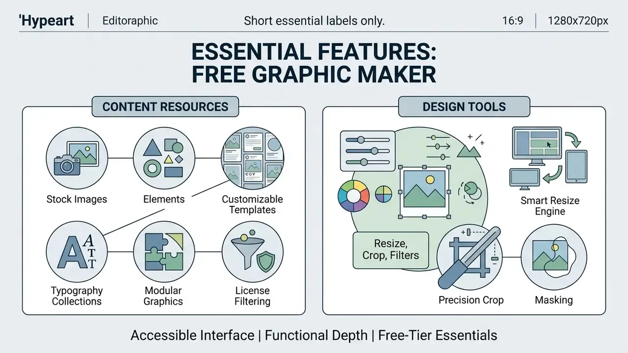 Infographic showing content resources and design tools for creating digital visuals