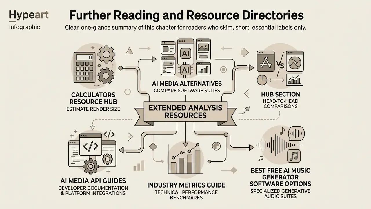 Diagram connecting resource hubs for software comparisons, API guides, and industry performance metrics
