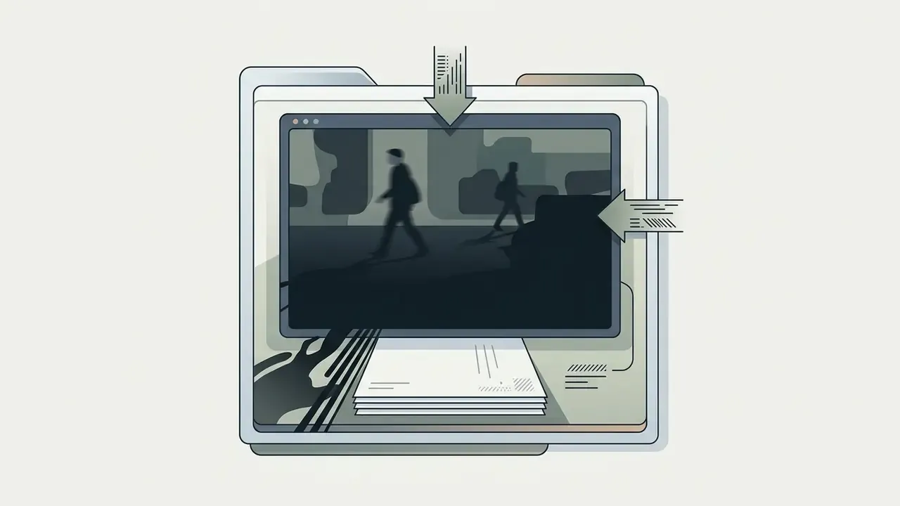 Folder containing a photo of pedestrians with arrows indicating data input for an iPhone photo editor