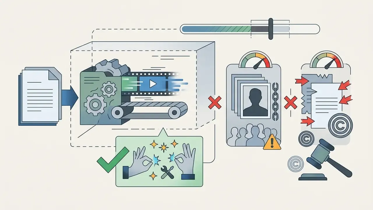 Document input processed by a mechanical system leading to approval versus copyright and privacy warnings