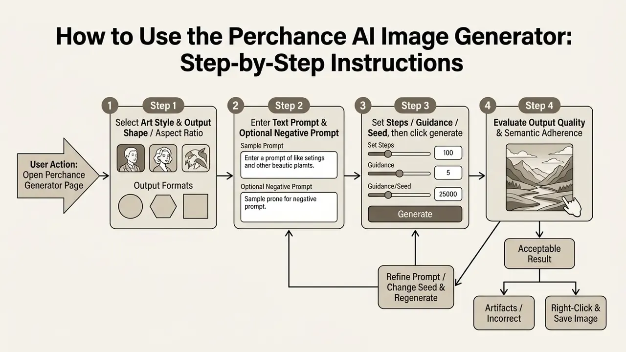 Flowchart outlining the four stages of creating digital art from selecting styles to saving the output