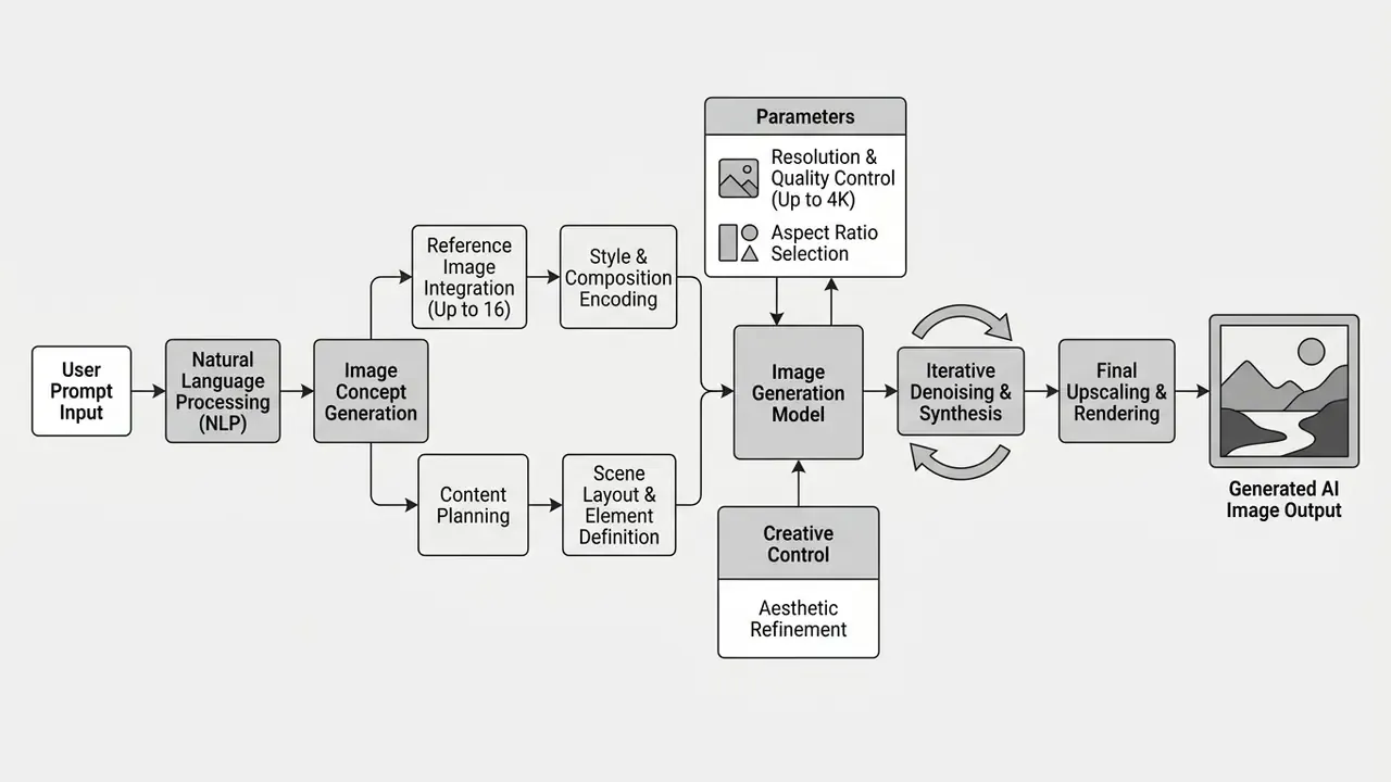 Flowchart illustrating the step-by-step process of a ChatGPT picture generator from prompt to output