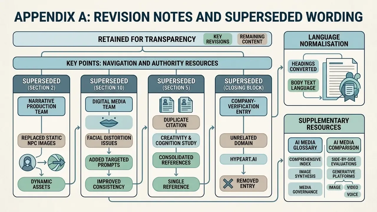 Diagram detailing document revisions with sections for superseded content and supplementary resources