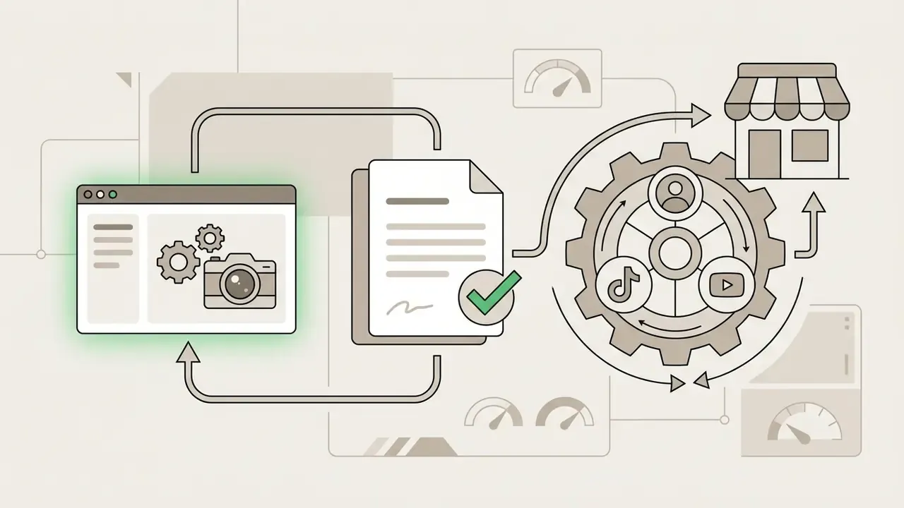 Digital interface and legal document feeding into a gear mechanism linked to social media and retail icons