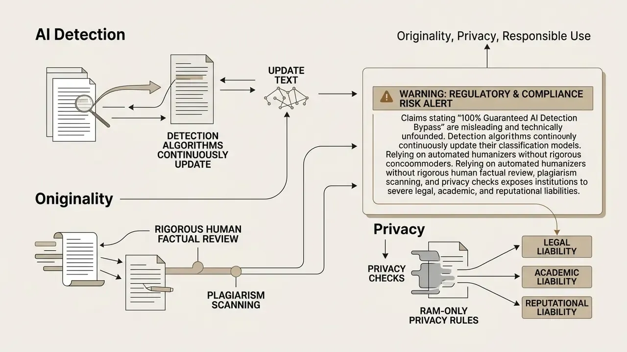 Flowchart outlining the risks of bypassing detection algorithms and the necessity of human review