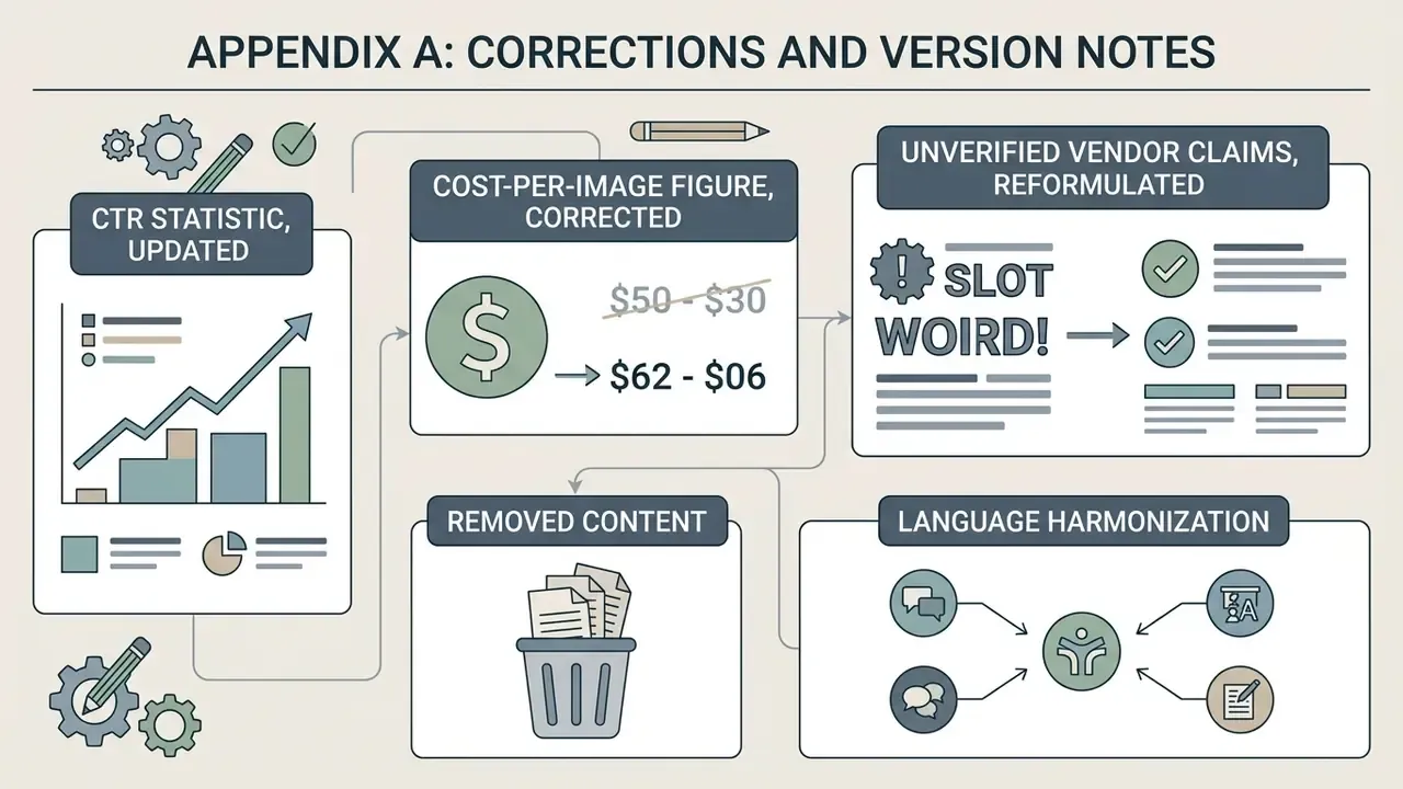 Flowchart outlining document updates including corrected statistics, pricing, and language adjustments