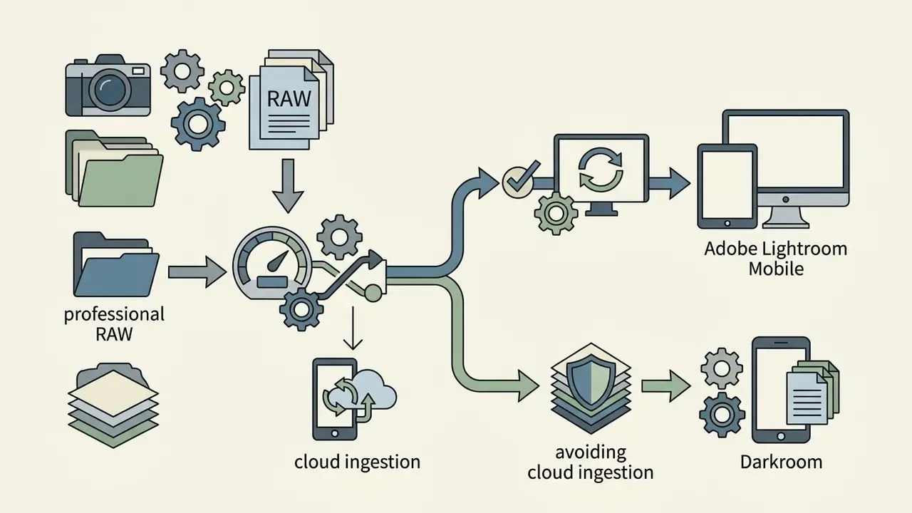 Pathways for processing professional RAW files through cloud-based or local photo editing software