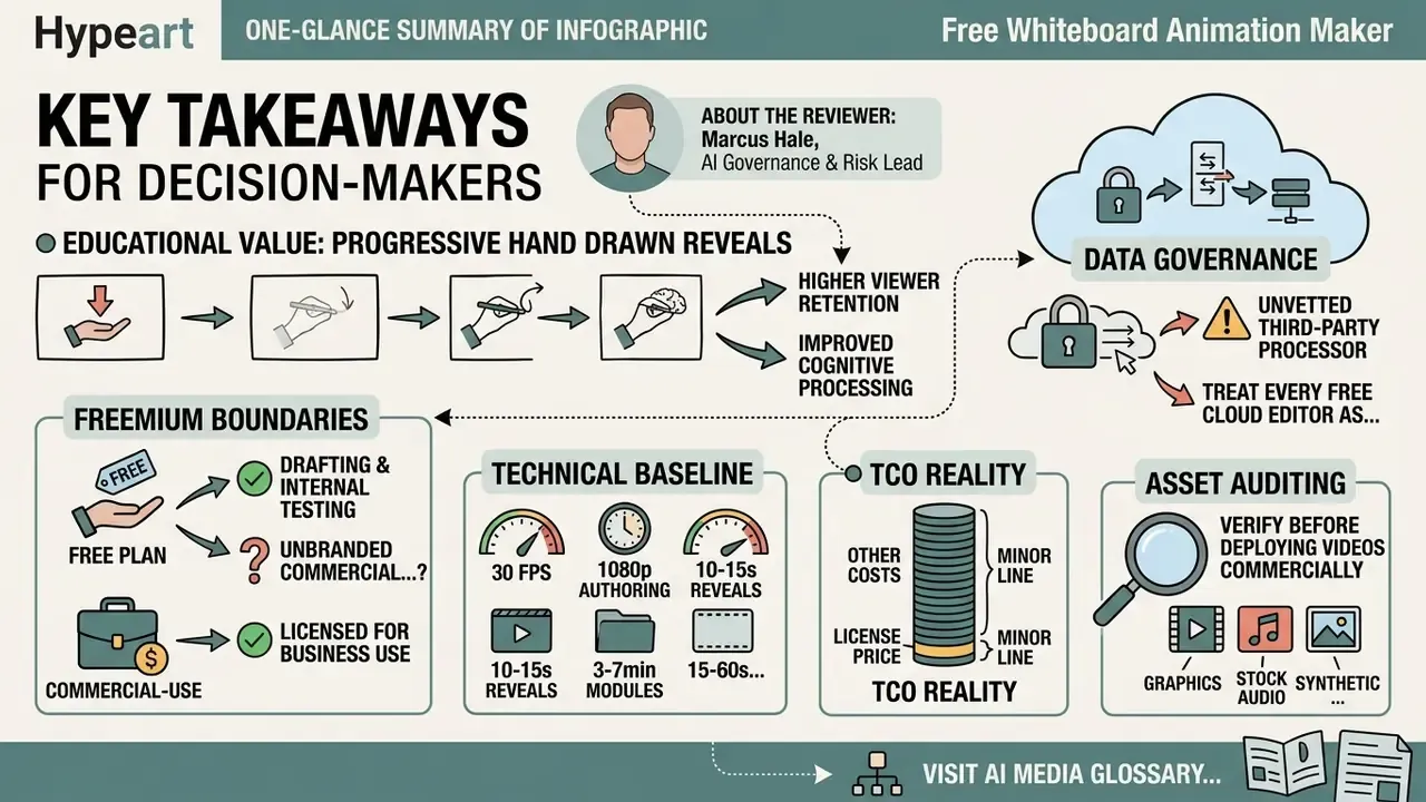 Summary of technical, financial, and governance considerations for using video creation software