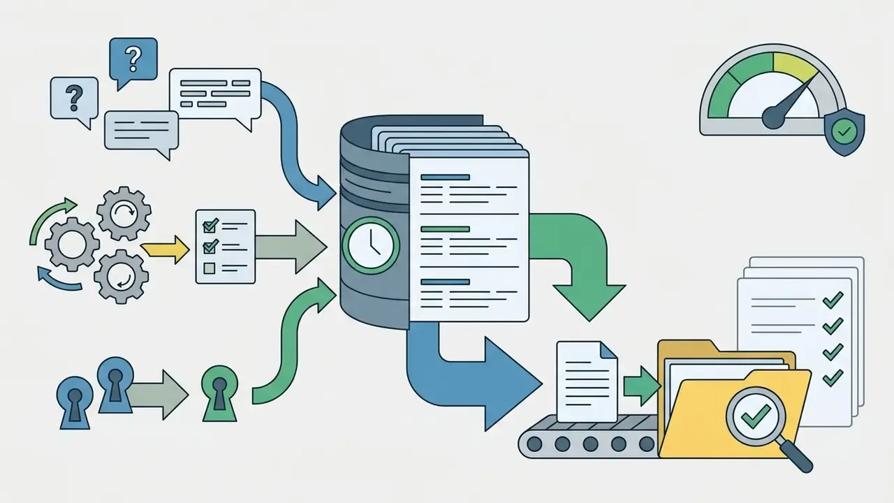 Data logs and access records moving into a storage database for audit and compliance verification