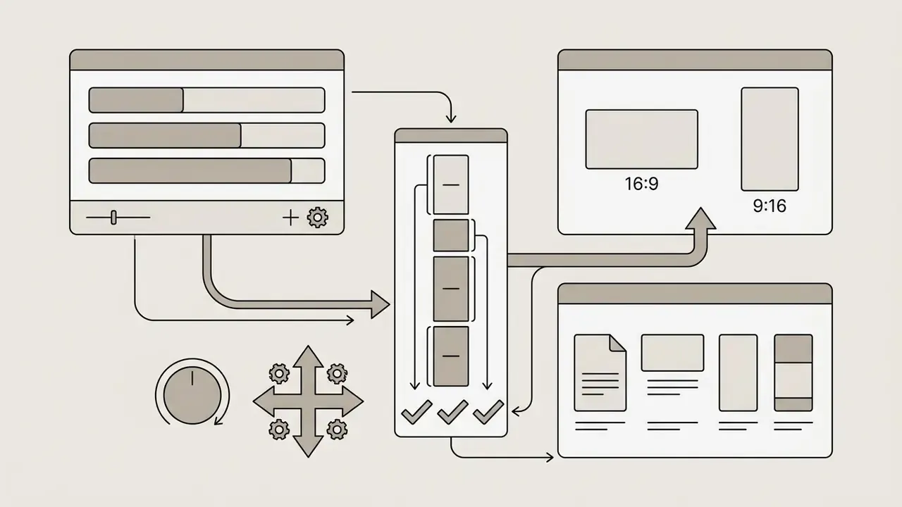 Diagram showing how duration sliders and aspect ratio settings connect to video generation output
